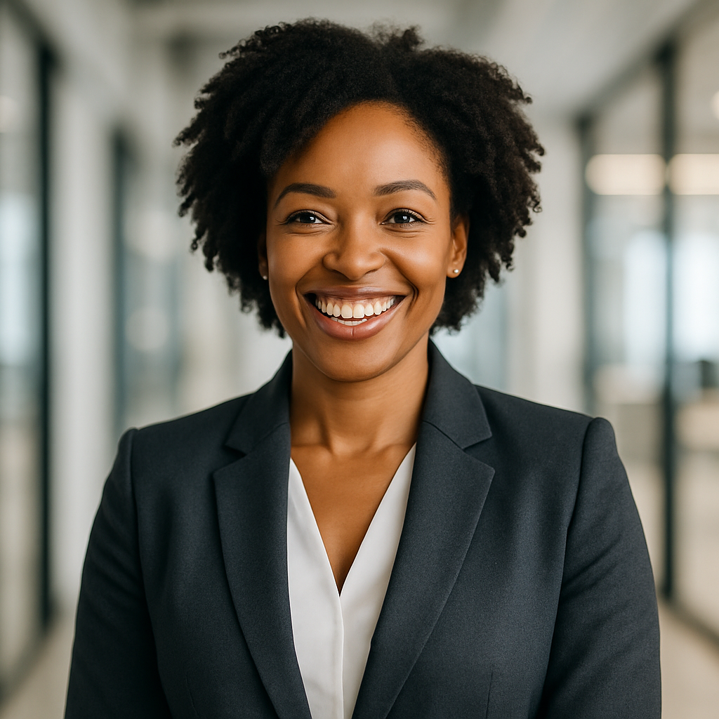 happy black woman with their career