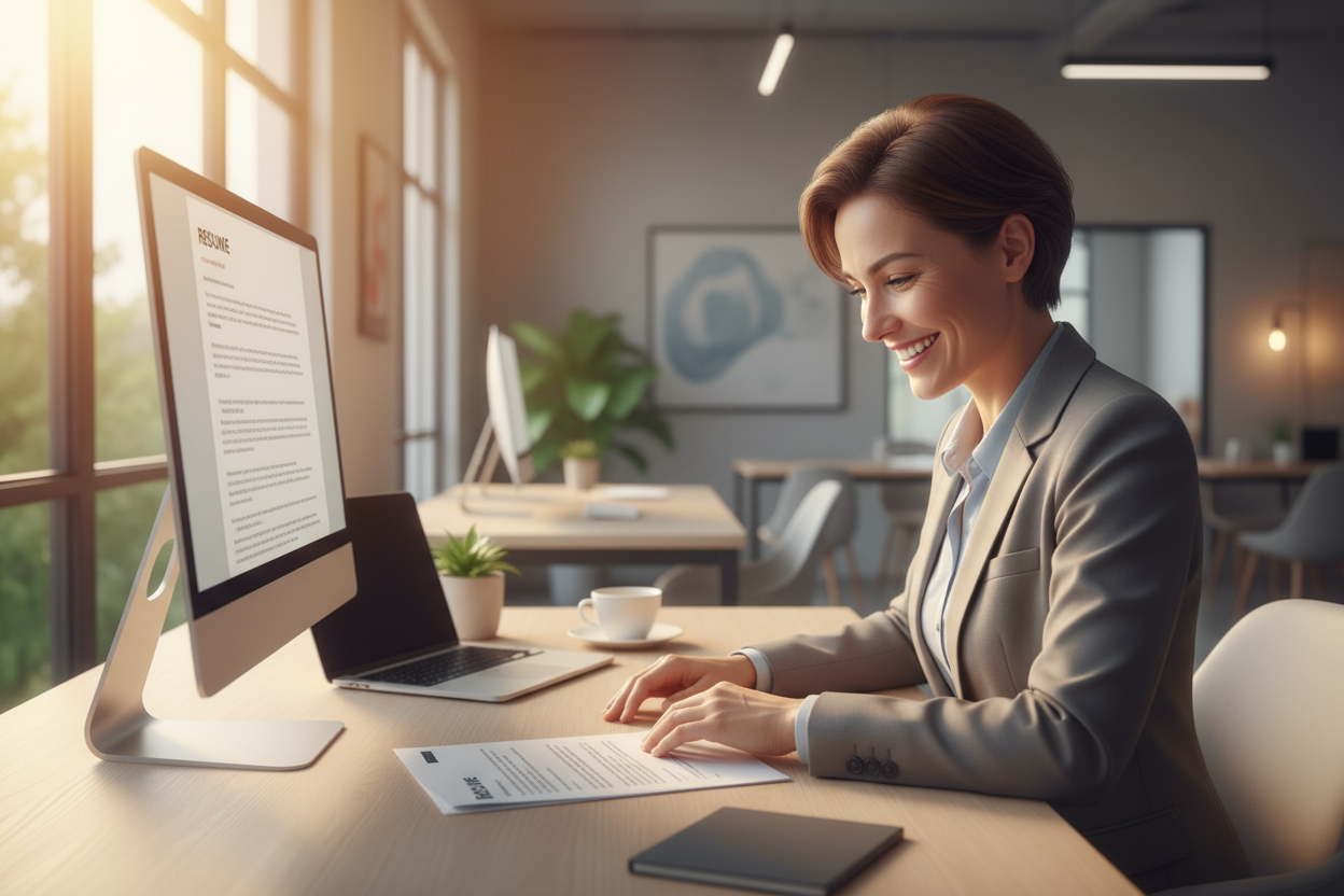 happy radiant getting their resume reviewed