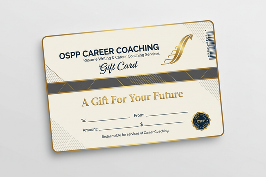 OSPP Career Coaching gift card for resume writing and career coaching services
