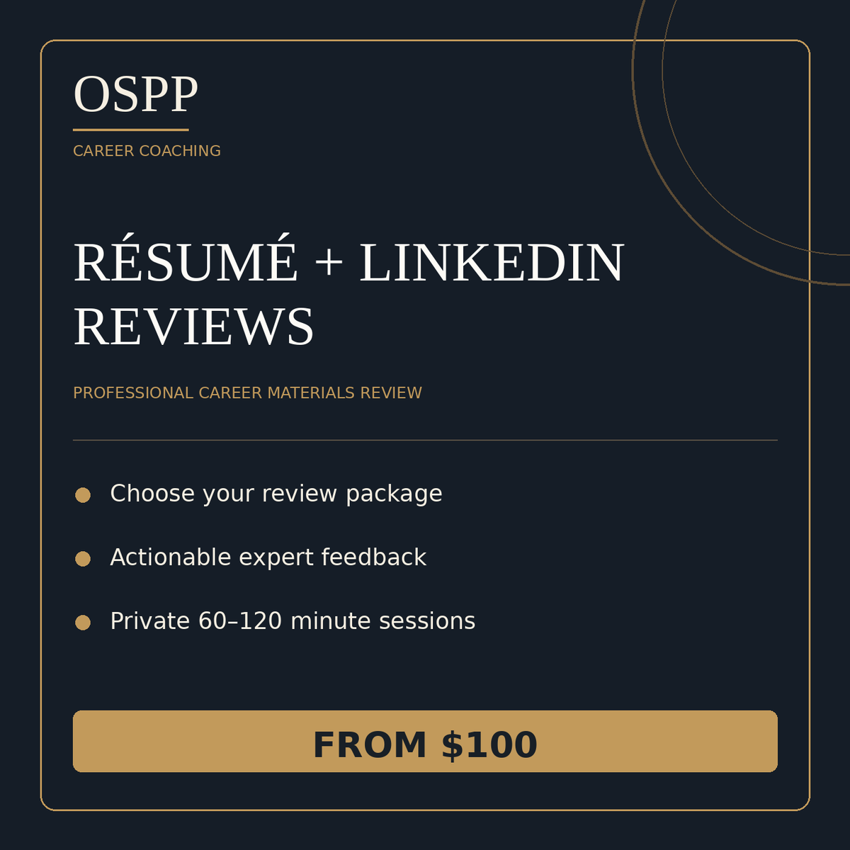 OSPP resume and LinkedIn review services from $100